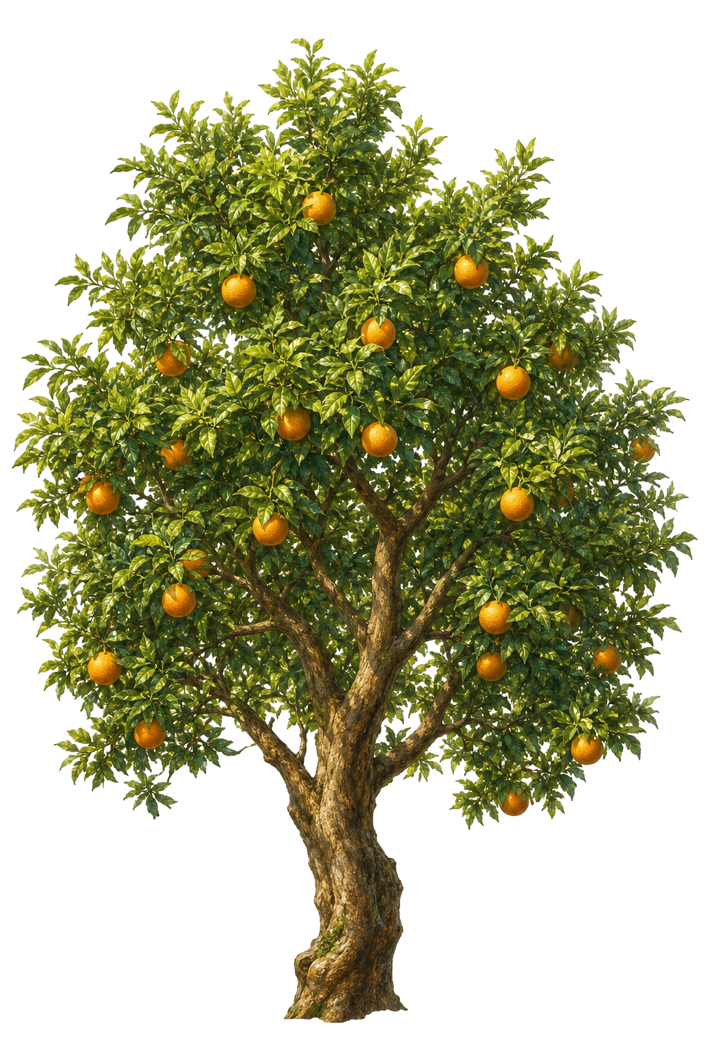 Oranger chargé de fruits — symbole des filières fruitières de Satina